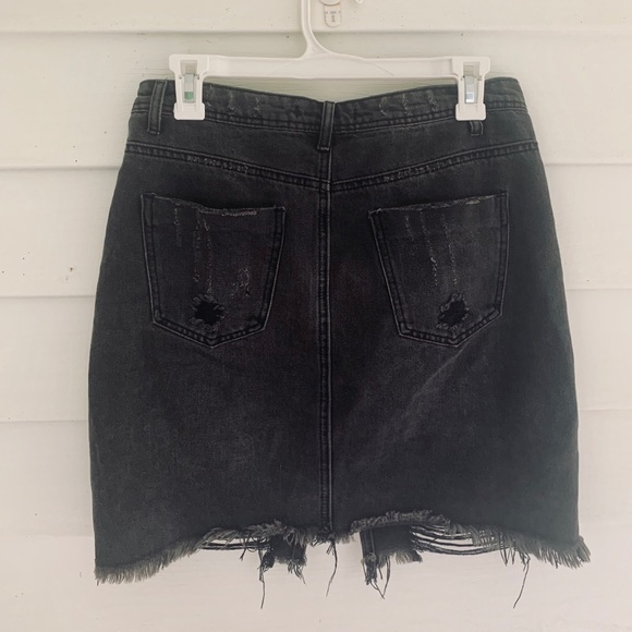 Black Distressed Denim Skirt - Picture 2 of 2